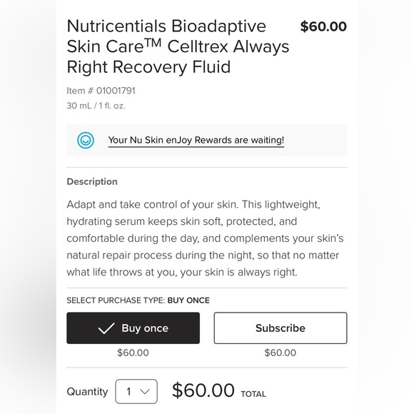 NUSkin-Nutricentials Celltrex Always Right Recovery Fluid - 2 available - Picture 10 of 12